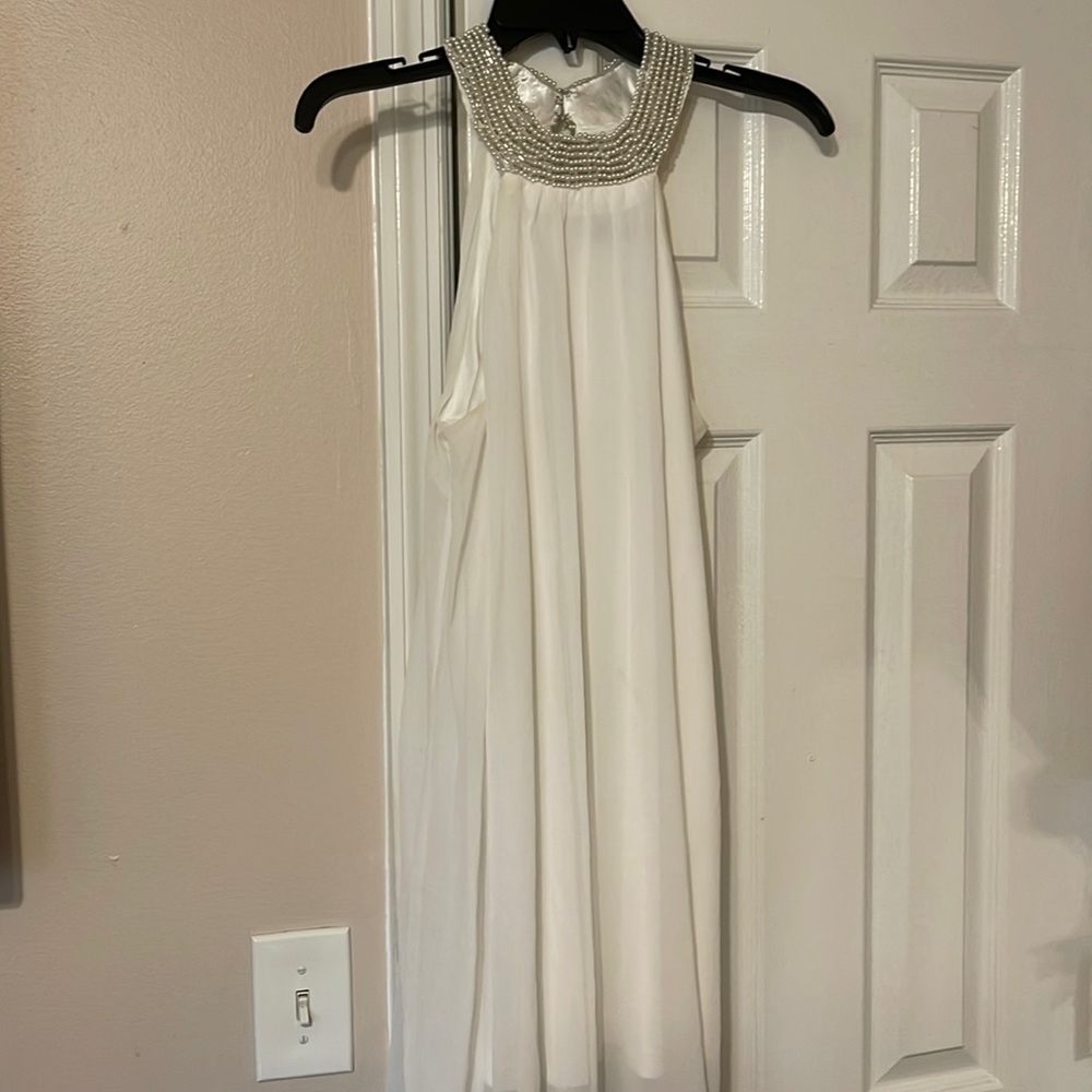 Beaded white formal dress